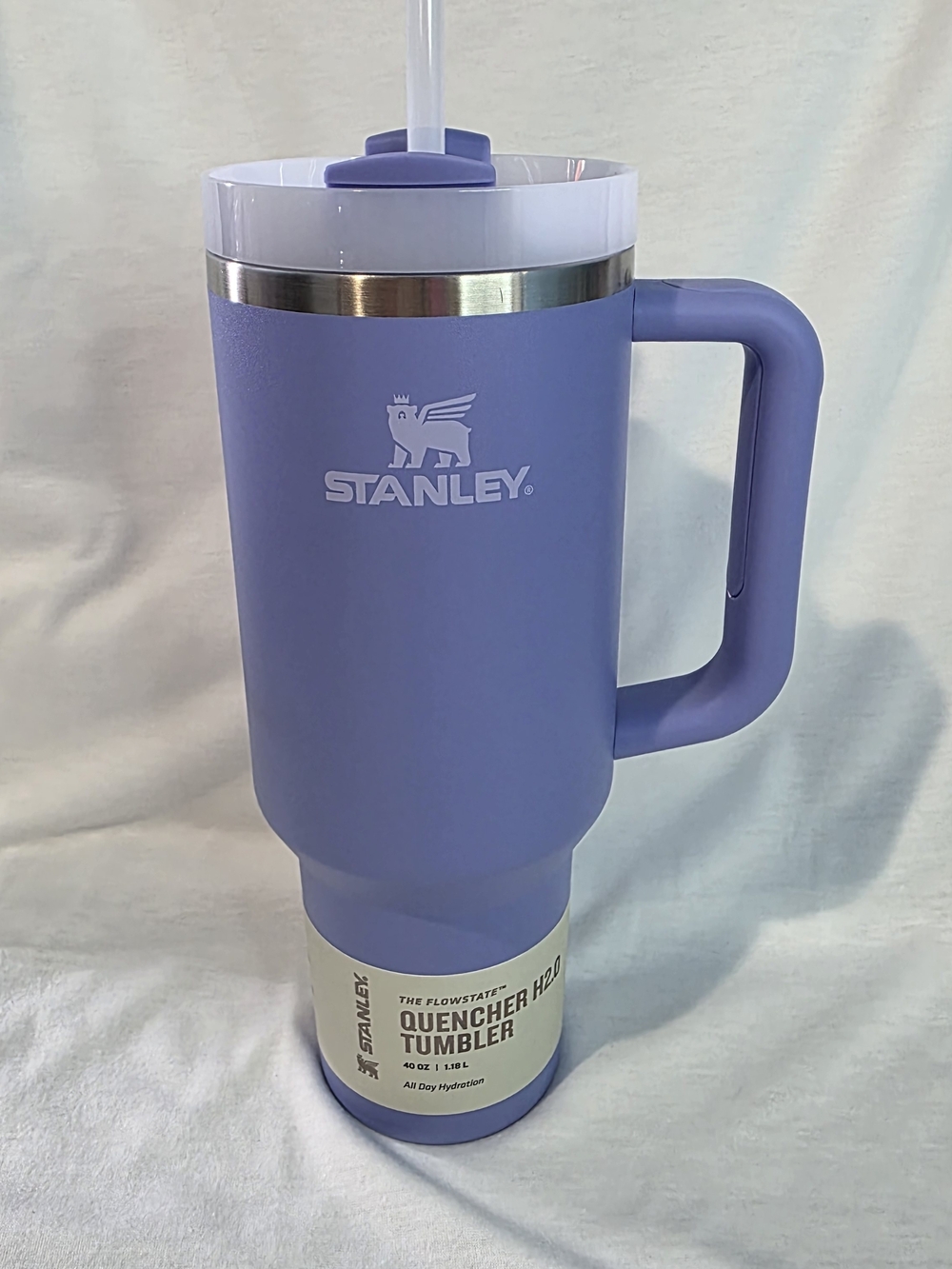 Stanley Lavender and White Quencher H2.0 Tumbler with Handle
